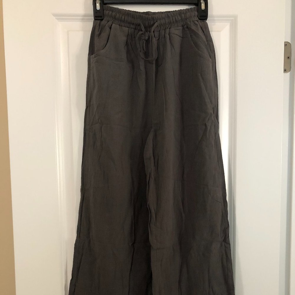 Women Gray Linen Pants